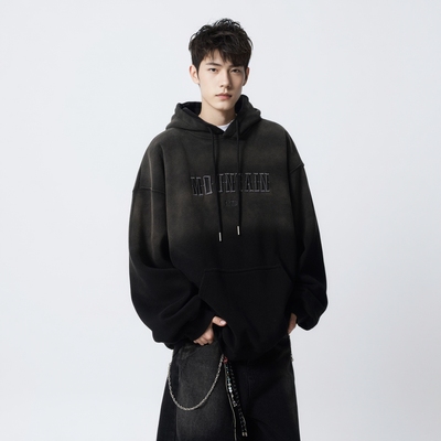 秋冬加绒卫衣男美式外套上衣复古