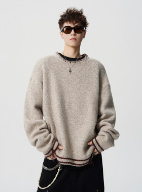 羊毛衫情侣毛衣男女冬季大码人夫感穿搭毛线衣冬装慵懒男生针织衫