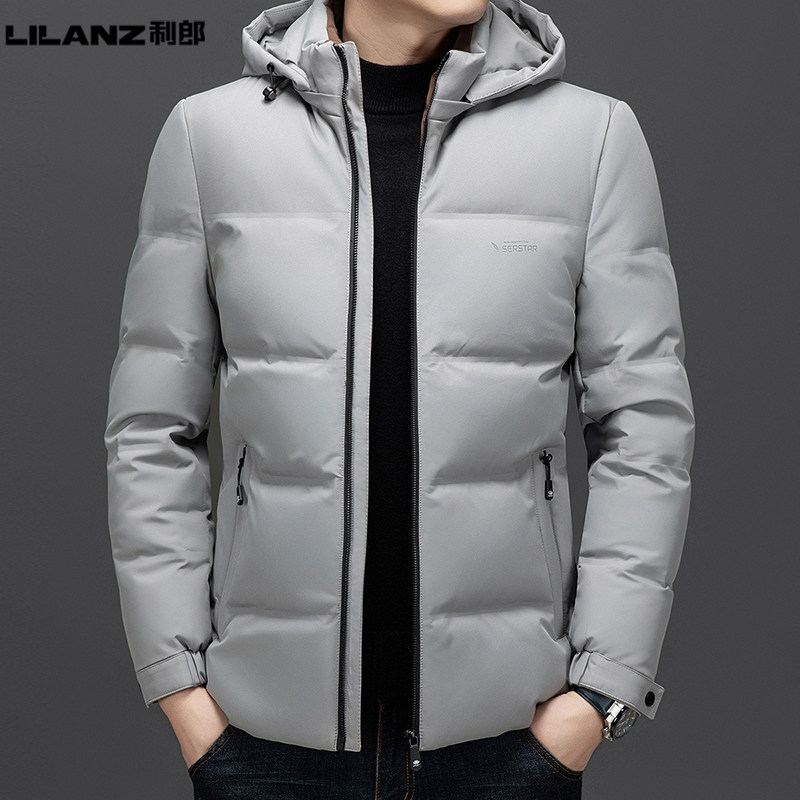 利郎男士羽绒服连帽轻薄白鸭绒商务休闲外套高品质可脱卸帽轻便潮