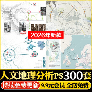 建筑景观设计前期各省份人文地理地块区位分析图PSD分层PS源文件