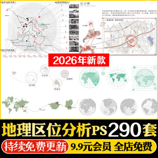 地理区位分析PSD免抠各省份竞赛风设计前期人文地块区位PS分析图