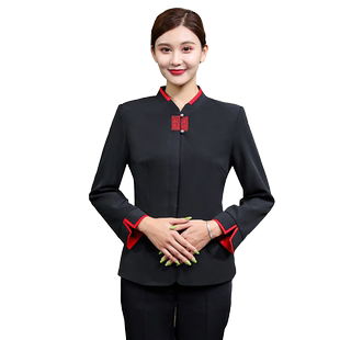 酒店工作服女秋冬装长袖中式茶楼餐厅餐饮火锅饭店服务员夏装短袖