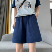 阔腿裤 女大码 居家热裤 夏季 纯棉中裤 宽松高腰运动五分裤 子休闲短裤