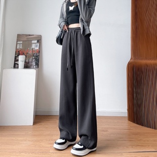 香蕉阔腿裤 加绒加厚窄版 女秋冬2025秋冬休闲小个子直筒卫裤 运动裤