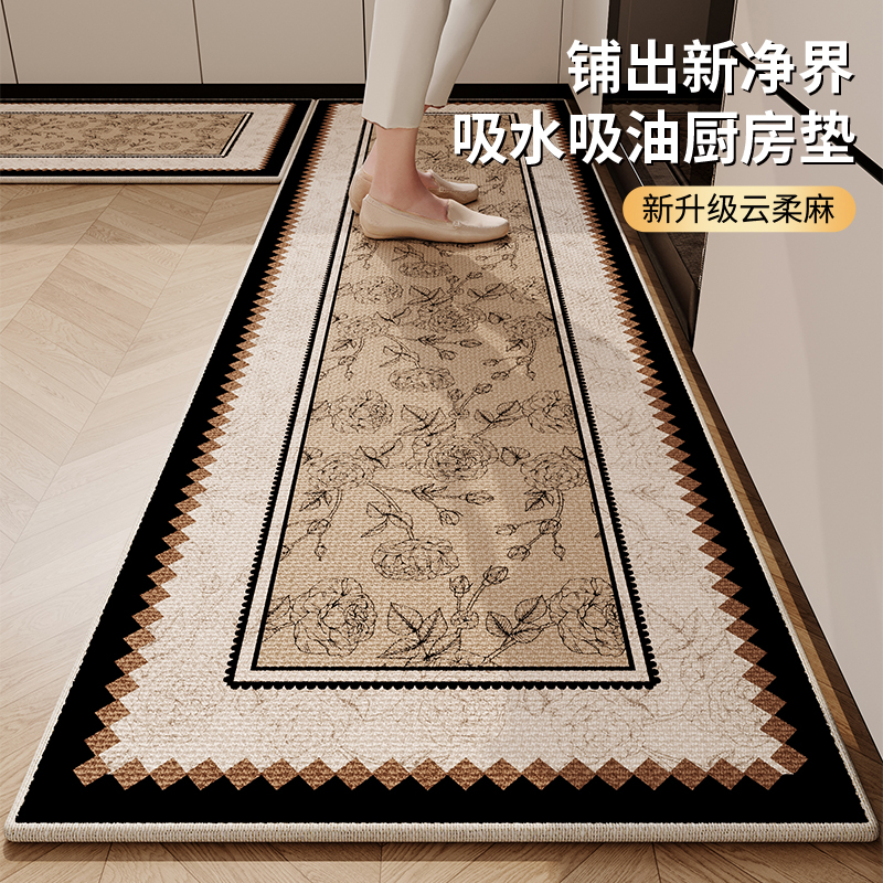 日式厨房专用仿麻地垫2026款防滑