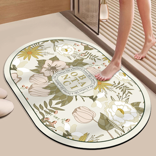 法式奶油风浴室地垫硅藻泥吸水垫防滑速干脚垫卫生间淋浴房小地毯