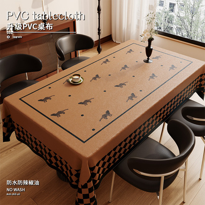 复古风桌布防水防油防烫免洗卡通
