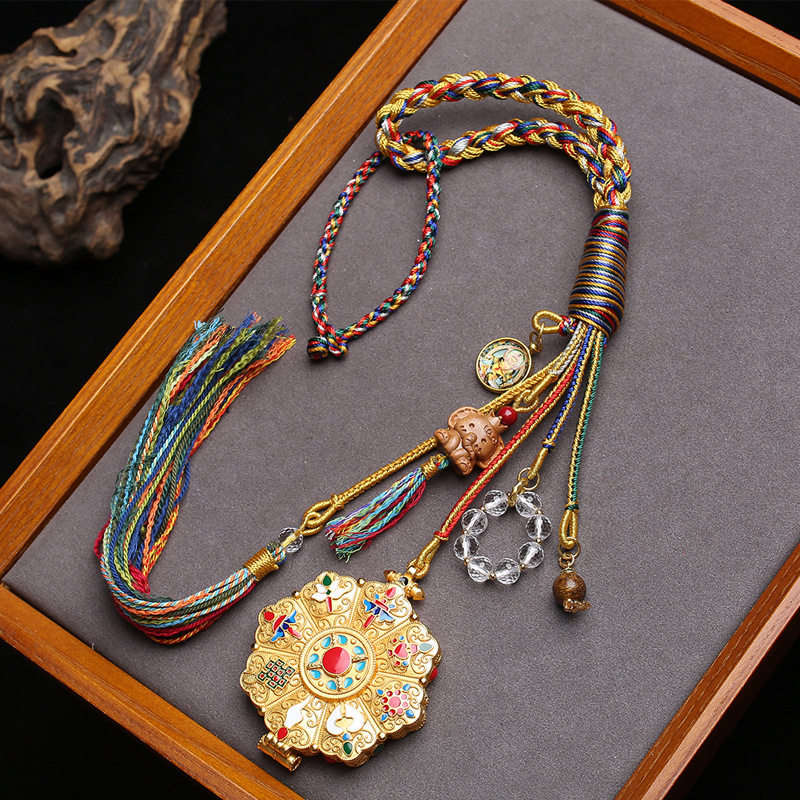 八宝吉祥挂饰宝伞白海螺宝瓶胜利幢金鱼莲花吉祥结金轮编织绳车挂