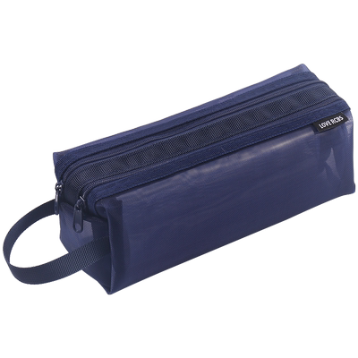 手提双层透明网纱笔袋考试