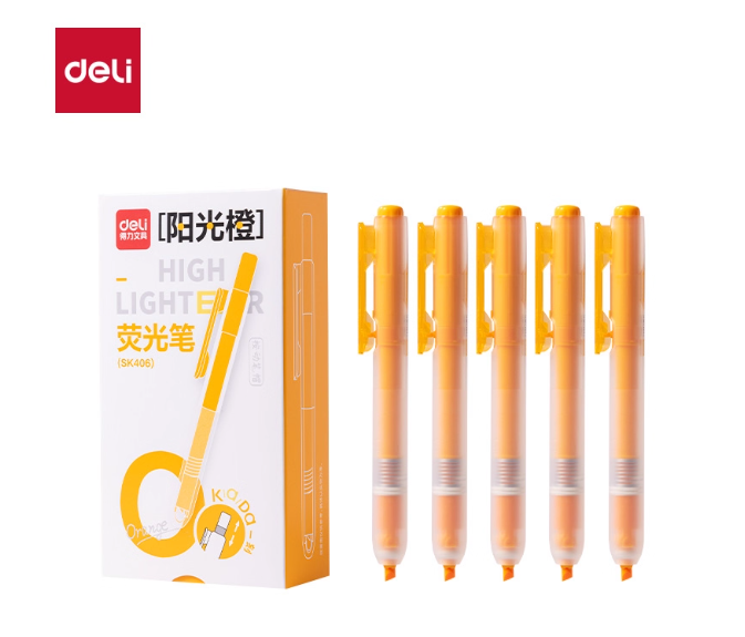 得力荧光笔SK406橙色