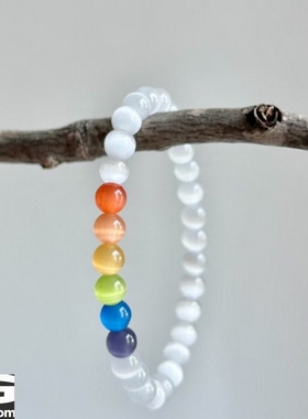 SG freedom六色彩虹串珠手链猫眼石手串精致个性小众气质轻奢le