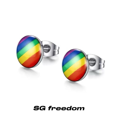 wlw不锈钢彩虹耳钉le同