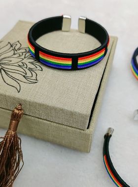 六色彩线编织手链手环闺蜜情侣小众个性轻奢设计感彩虹友谊