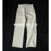 MBBCAR窄幅 14.7OZ蓝耳高配赛络纺原棉籽米白高密赤耳丹宁牛仔裤