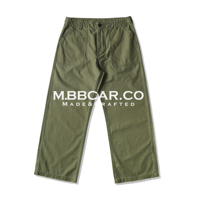 缎纹330G纯棉705M高腰工装阔腿裤