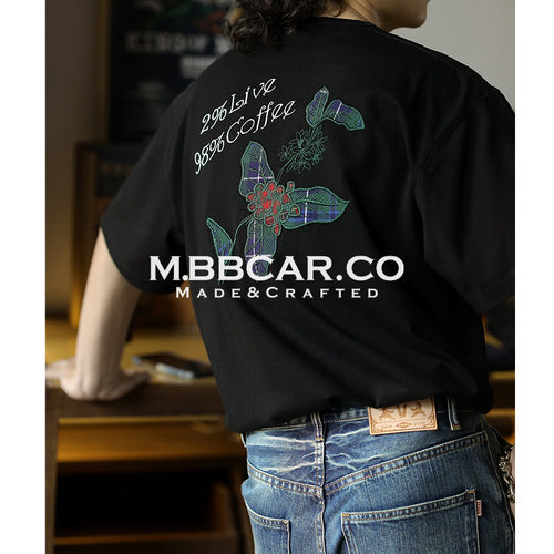 MBBCAR窄幅植物花卉绣花短袖