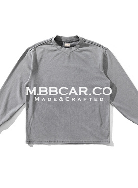 MBBCAR窄幅 全棉软糯indigo水洗铜氨丝质感复古长袖打底T恤