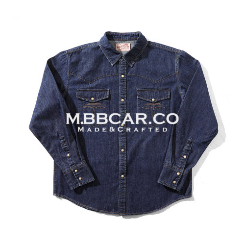 MBBCAR窄幅 西部系列 基础版原色水洗做旧按扣西部风休闲长袖衬衫