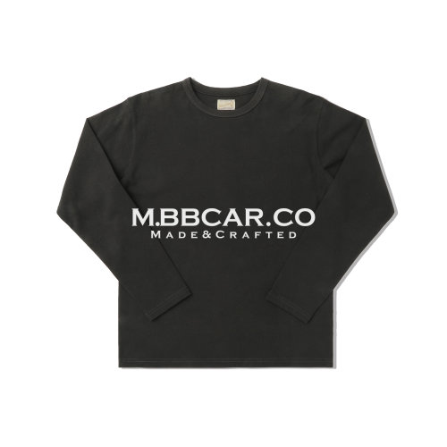 MBBCAR窄幅 基础版型圆领仿亚麻230G全棉针织合身打底三色长袖T恤
