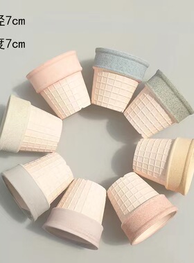 简约多肉印章花盆陶瓷韩式清新手绘室内创意个性粗陶透气小盆包邮