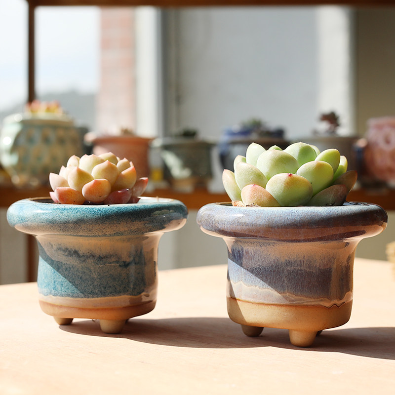 大口径复古多肉花盆陶瓷创意个性群生法师窑变特价清仓透气大号盆