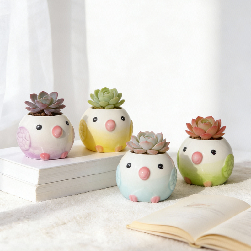 小鹦鹉造型陶瓷花盆可爱迷你多肉植物盆栽绿植高颜值创意家居装饰,鲜花速递/花卉仿真/绿植园艺,花盆,淘宝优惠券,粉丝福利购,淘宝优惠卷