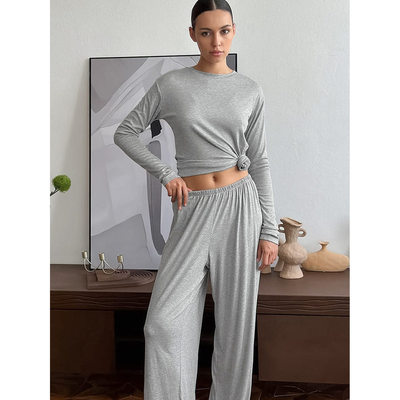 睡衣女舒适长袖长裤女士家居服可外穿homewear set pants t-shirt