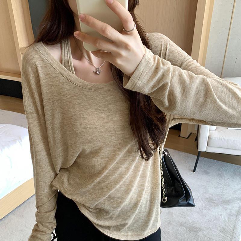 Women's two piece set of sleeveless vest and long sleeve上衣