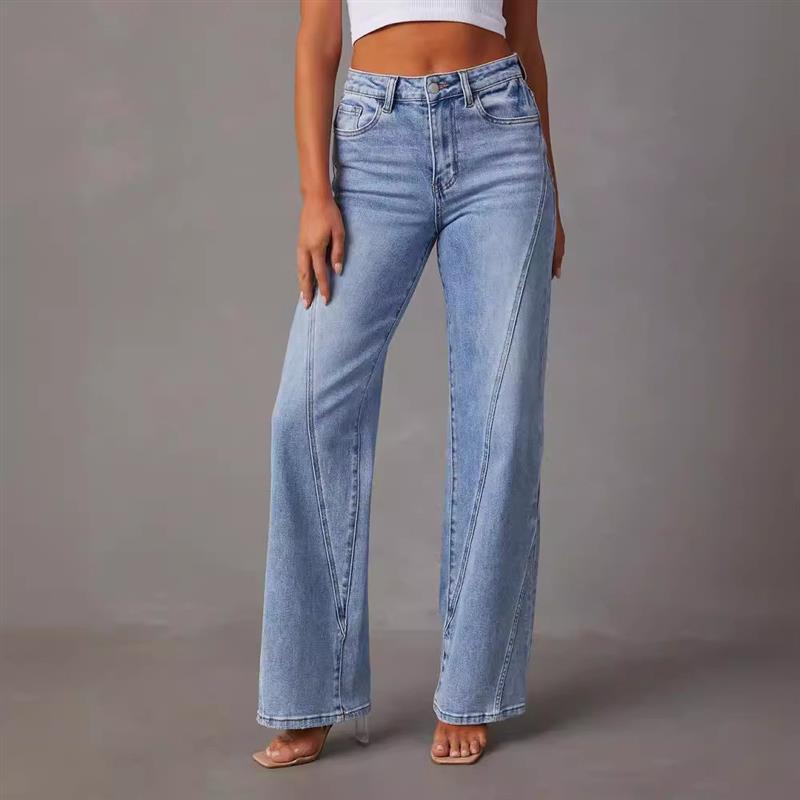 Women's High-Waist Loose Fashion Stretch Jeans  时尚牛仔裤女