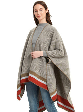 2024 Women's Fashion Casual Color Blocking Plaid Split Shawl