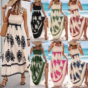 Vacation Beach Style Printed Dress印花连衣裙 Women Bustier