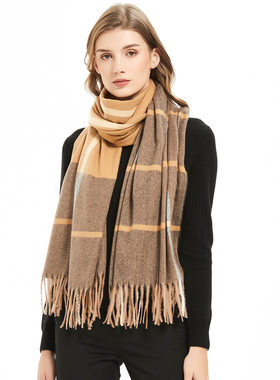 2024 Women Fashion Scarf With Thorn Hair Fringed Large Plaid