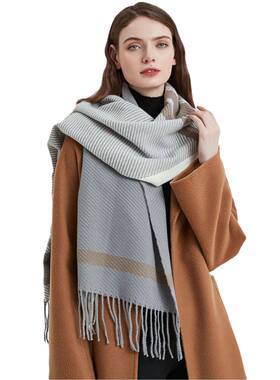 Japanese And Korean Style Scarf British College Gray Plaid