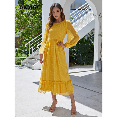 Paneled ruffled crew neck long sleeves  时尚拼接荷叶圆领长袖