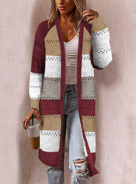 hwork Sweater Female Casual Long Cardigan Autumn Winter Tops