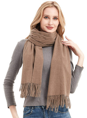 Women Fashion Casual Style Scarf Tassel Solid Color Scarf