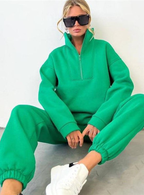 women loose clothes sports suit 2pcs hoodie pants coats 套装