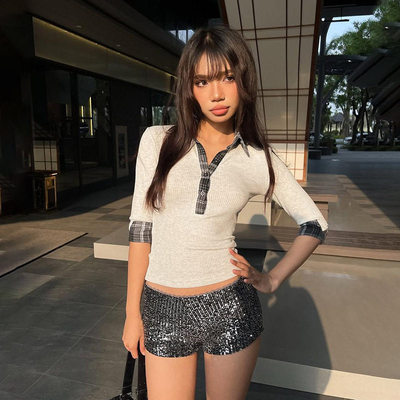Low waist tight fitting hip hugging shorts低腰紧身包臀短裤女