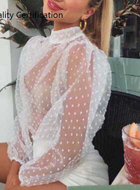 Puff Long Sleeve Tops Blouse Shirts Beachwear Loose Top