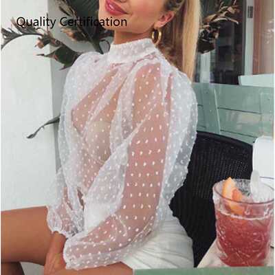 Puff Long Sleeve Tops Blouse Shirts Beachwear Loose Top