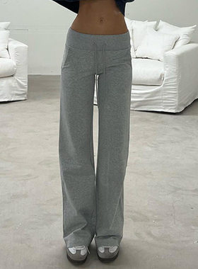 2025 Women's Solid Color Basic Lace-up Sweater Pants Simple