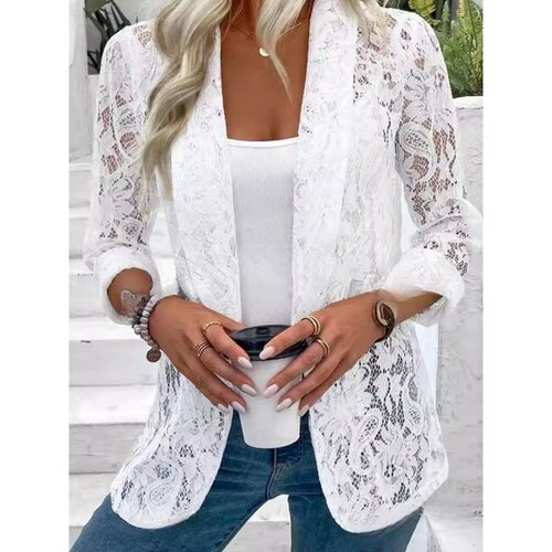 Solid color lace shirt jacket for women 女士纯色蕾丝衬衫外套