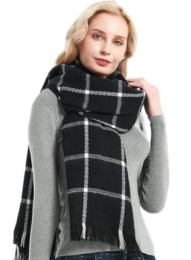 Black And White Plaid Scarf Plaid Air Conditioning Blanket