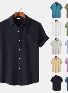 Short sleeved casual cardigan foreign trade men's shirt