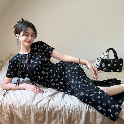 国风新中式连衣裙女2025夏季改良长款露腰长裙高级感碎花旗袍裙子