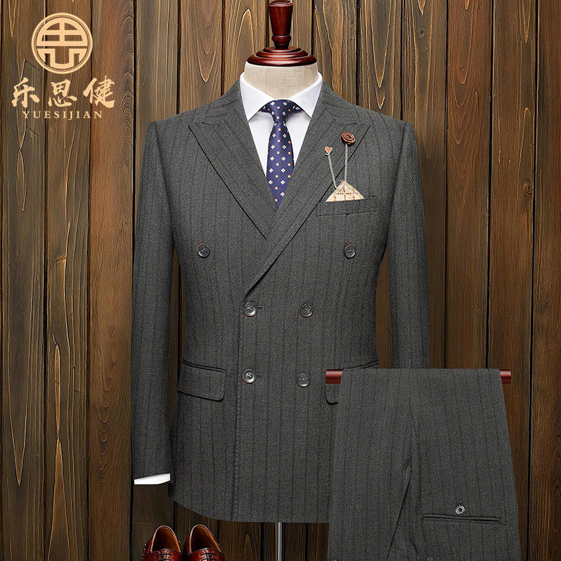双排扣男士西装套装高级感商务正装休闲西服外套新郎结婚礼服伴郎