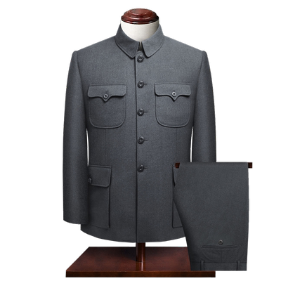 中山装男中老年爸爸装爷爷外套