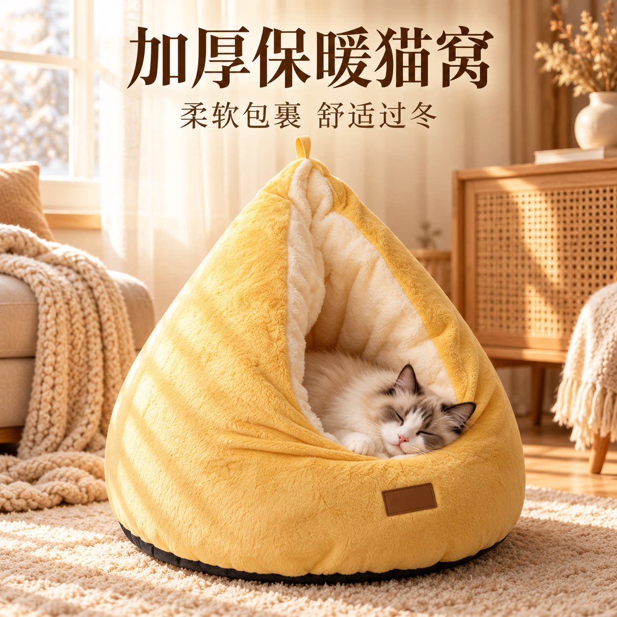 猫窝鸡屁股半封闭式安全感冬季加厚不塌陷新式躲避屋保暖猫床猫窝