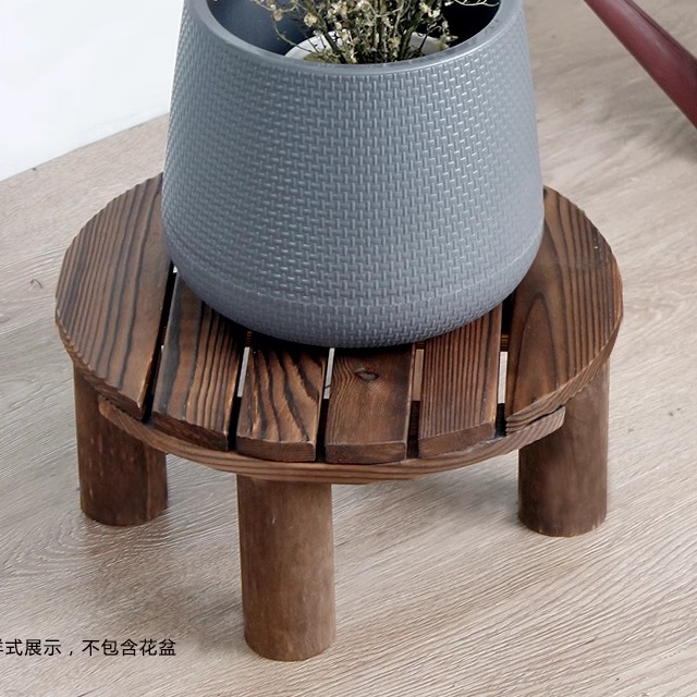 花架子实木客厅小花盆托架圆形鱼缸承重底座矮置物架阳台客厅落地