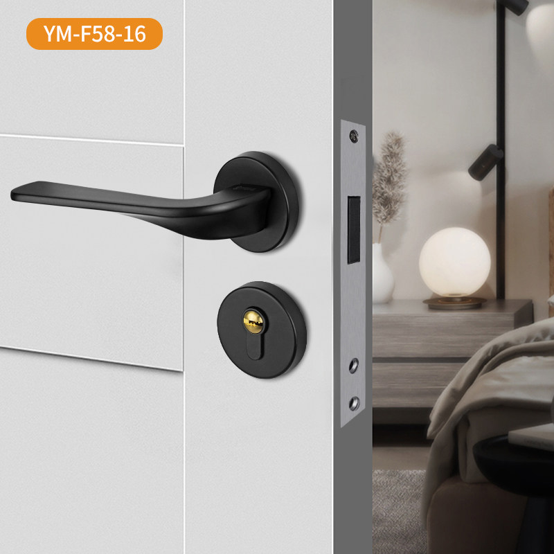 玥玛极简房门锁卧室内实木门锁磁吸静音金色卫生间厕所通用性执手